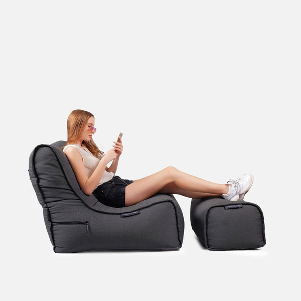 Ottoman Deluxe Black Rock (Sunbrella) Utendørs saccosekk