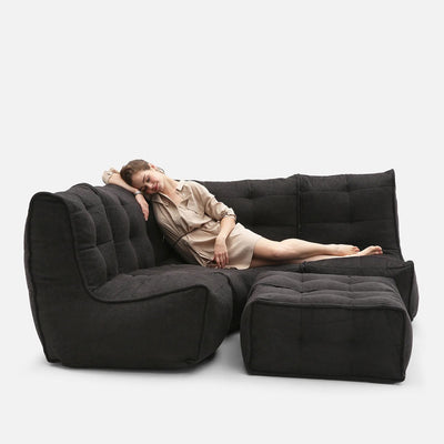 Mod 4 Corner Deluxe Modulsofa Black Sapphire